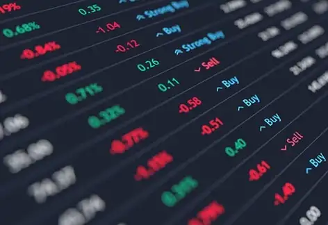 Stock values on a screen