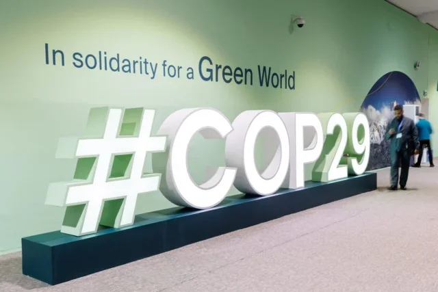 COP29 sign in Baku.