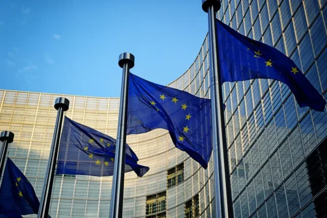 European commission flags