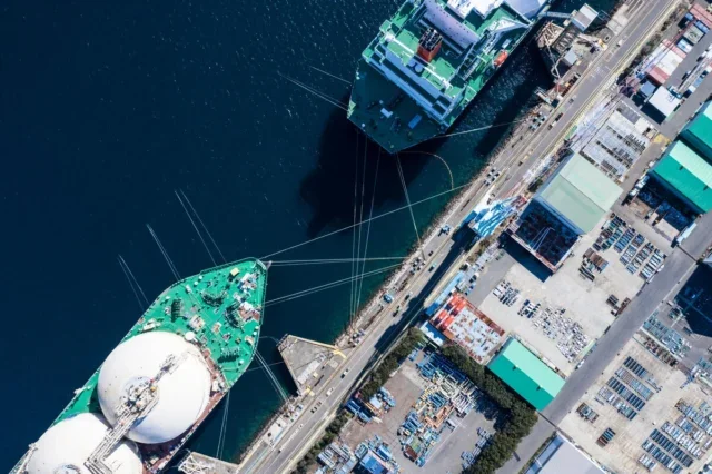 LNG cargo ships at port