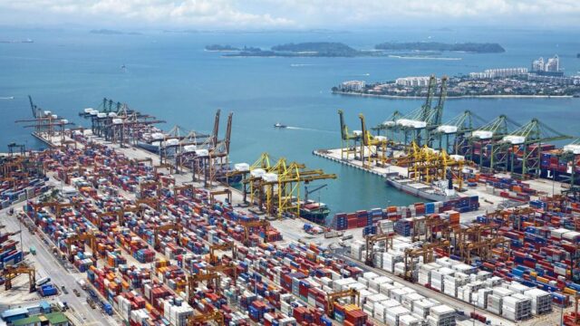 Busy shipping port