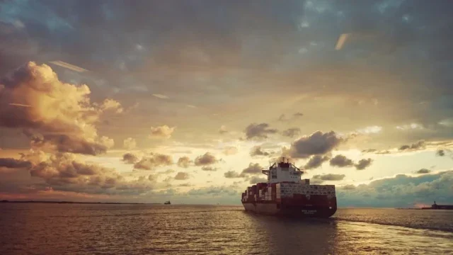 Cargo ship at sea