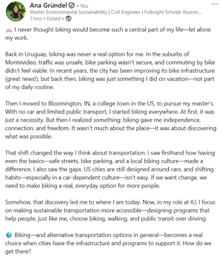 Linkedin post from Storytelling and Advocacy Workshop