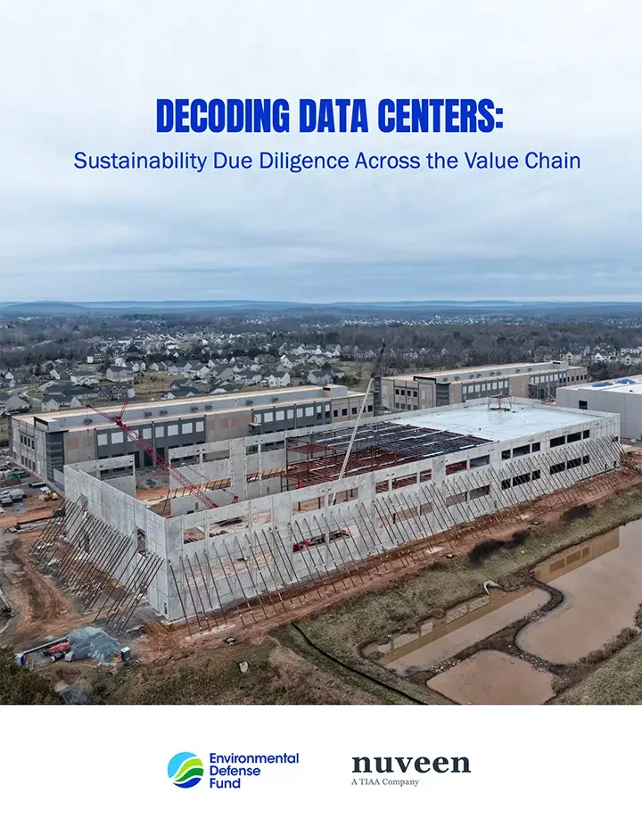 Report cover for "Decoding Data Centers Sustainability Due Diligence Across the Value Chain"