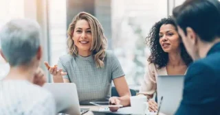 Female manager discussing business