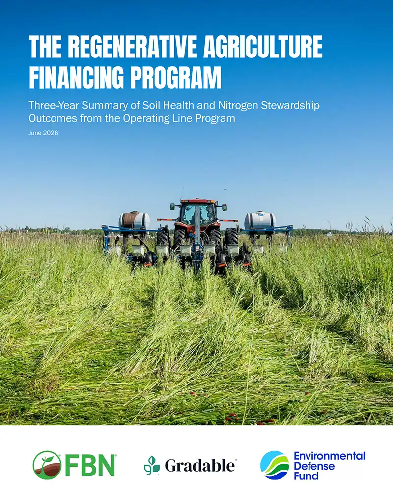 Report cover for "The regenerative agriculture financing program"