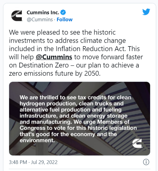 Inflation Act business support Cummins 